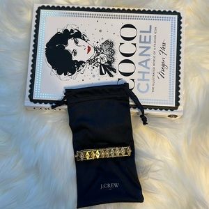 J Crew beautiful matte gold brace with stones